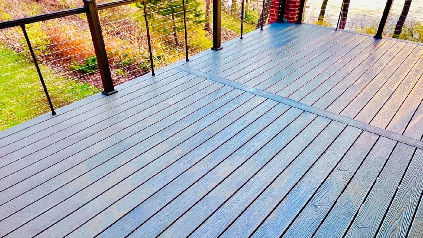 Gray deck with black railings