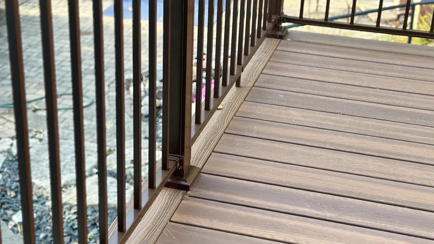 A brown composite deck