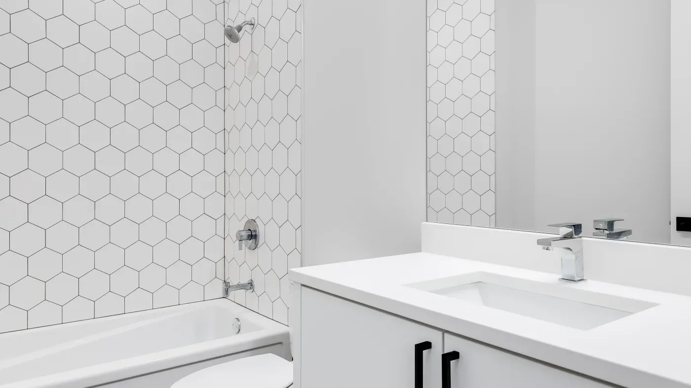 An all-white bathroom