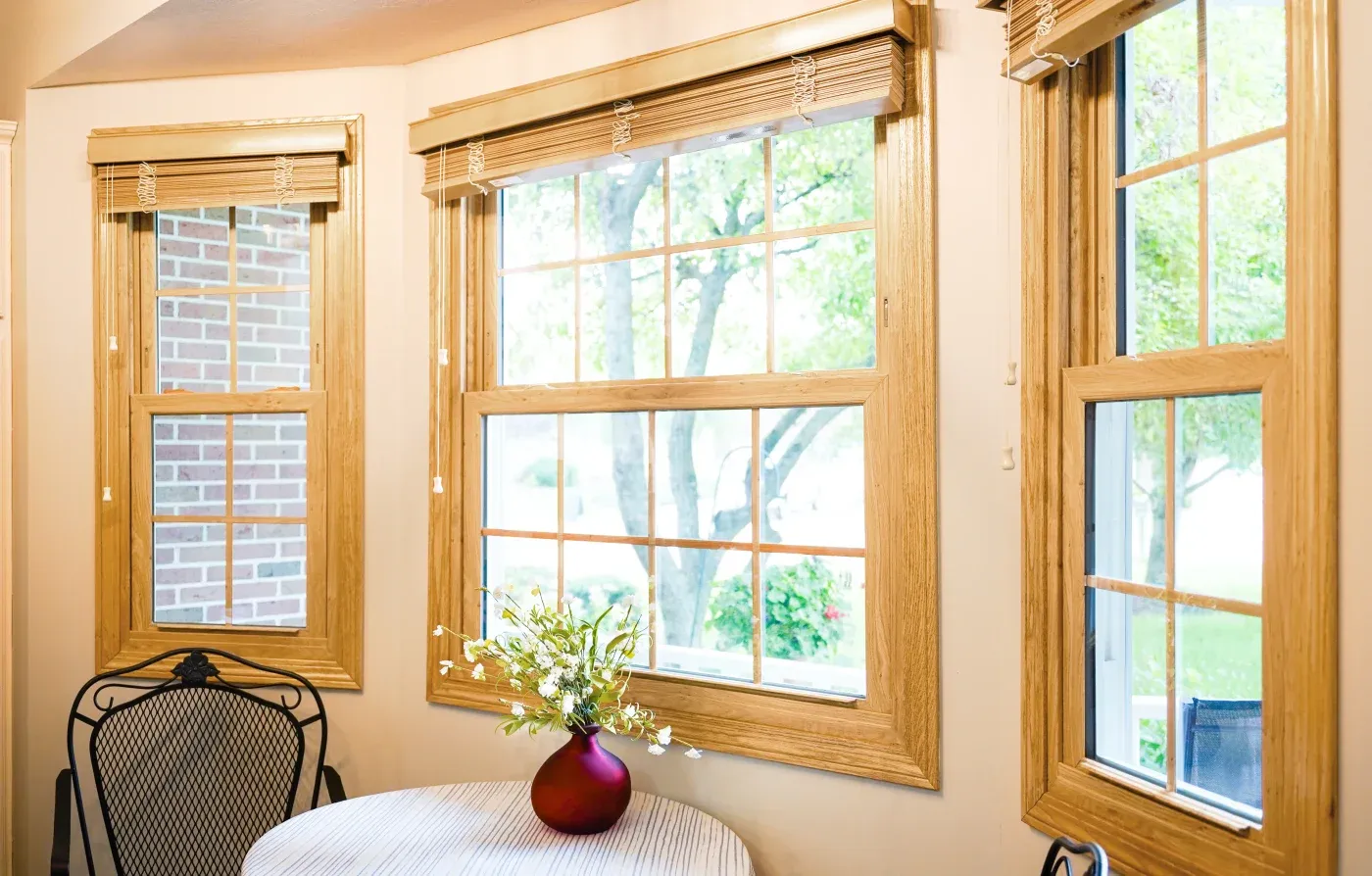 Endure Double Hung Windows Classic Oak Lamiante Flat Internal Grids