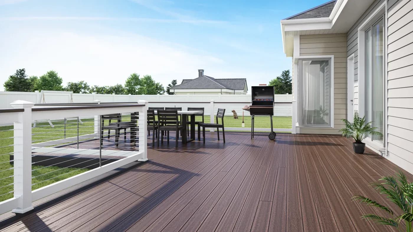 Ridge Premium Black Walnut V215 White Railing Cable Rail